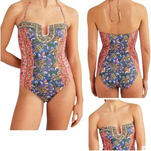 Boden U Bar Halter Neck Swimsuit Womens 6 Pink Built-In Bra Beach Pool Beach